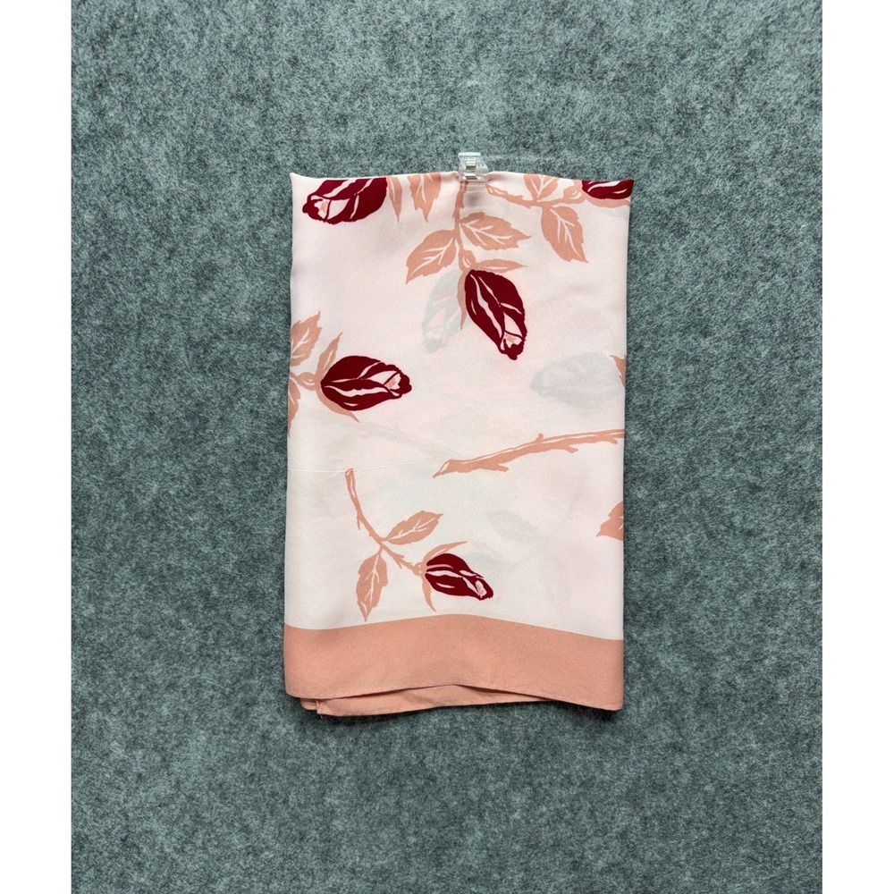 Vintage Rose Floral Square Scarf Pink Burgundy Acetate Made in Japan 24x24